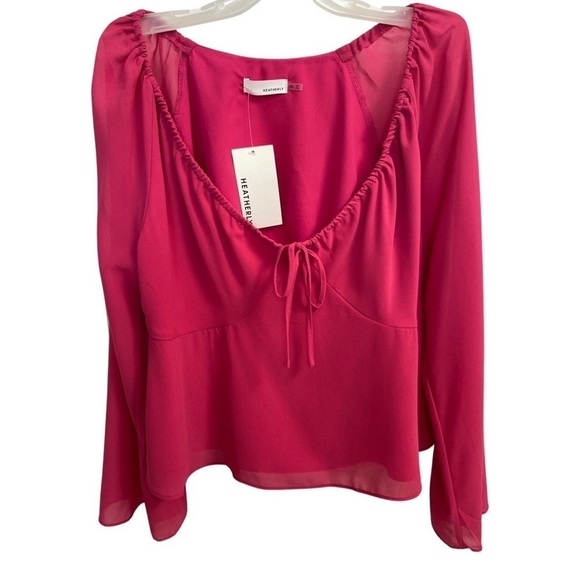 Heatherly Hot Pink Deep V-Neck Peplum Top Size XXL NWT - Picture 6 of 6